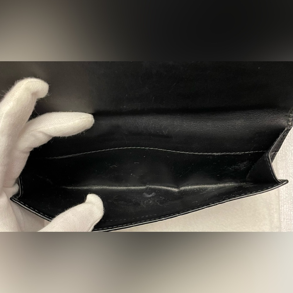 Gucci Authentic Vintage Black Mono Leather Long Wallet with Unbranded Gold Chain - Picture 7 of 17